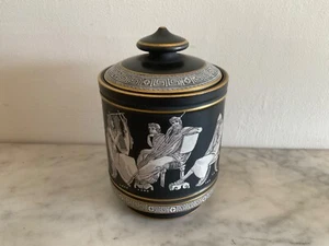 Antique F&R PRATT Old Greek Prattware c19th Pottery Lidded Preserve Jar - Picture 1 of 5