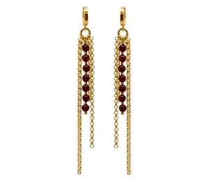 heliaden Lange Ohrringe mit vergoldetem 925 Silber und Bernstein in Kirschfarbe - Bild 1 von 5