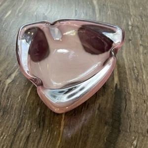 Vintage Signed Sasaki Glass Company Purple Biomorphic Art Glass Ashtray MCM - Picture 1 of 9