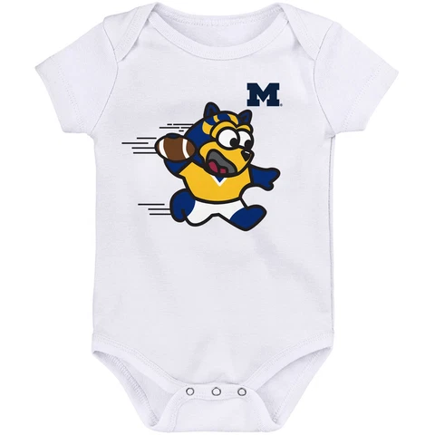Newborn White Michigan Wolverines Little Mascot Bodysuit Cover