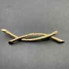 Vintage JUDY LEE Brooch Pin Brushed Gold Tone Textured Twigs Branches 4” Long