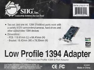 SIIG LP-N21011-S8 3 Port Low Profile 1394 FireWire Adapter Card SEALED FAST SHIP - Picture 1 of 1
