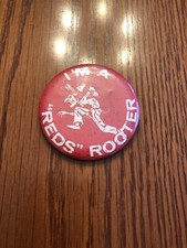 1950-60s Reds Rooter Indian Pin Back Pinback Button