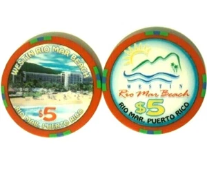 $5 WESTIN RIO MAR BEACH Resort G.O. Poker Casino Chip Rio Grande Puerto Rico - Picture 1 of 4