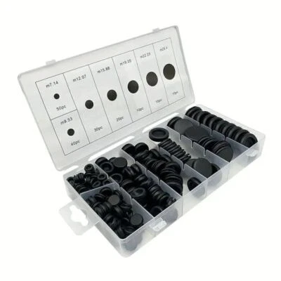 170Pcs Rubber Grommet Firewall Hole Plug Electrical Wire Gasket Accessory Black Foto 1 de 4