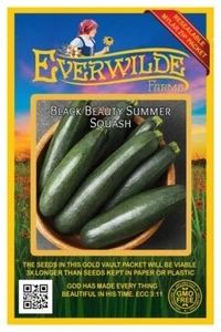 1 Oz Black Beauty Summer Squash Seeds - Everwilde Farms Mylar Seed Packet - Picture 1 of 3