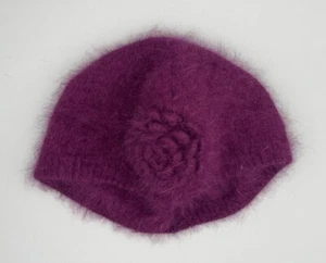 Vintage Angora Women’s Beret Fuzzy Mohair One Size Burgundy Beautiful S26 - Picture 1 of 9