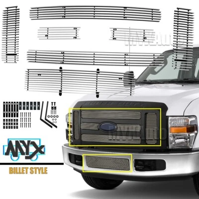 Fits 2008-2010 Ford F-250/F-350/F-450/F550 Super Duty Chrome Front Grill Grille - Imagem 1 de 4