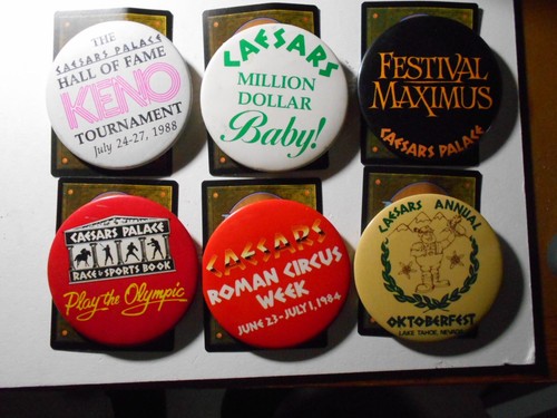 CS025: 6 Caesars Palace Casino pinback buttons - Various Promotions | eBay