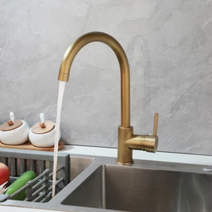 Antique Brass Kitchen Faucet Pull Down Sprayer Single Handle Sink Mixer Faucets - Picture 1 of 10