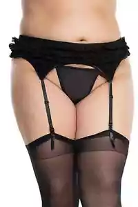 La Petite by Coquette Black ruffled garter belt Set One Size X-large Style 1014 - Picture 1 of 3
