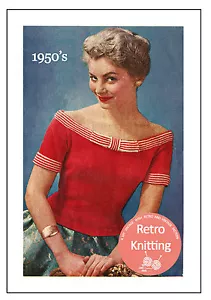 1950s Glamorous Off Shoulder Pin Up Sweater Knitting Pattern Copy - Picture 1 of 1