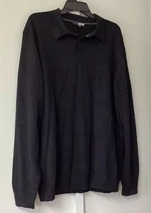 Murano Sweater Size XL 100% Merino Wool Polo Casualcore Soft Long Sleeve Black - Picture 1 of 15