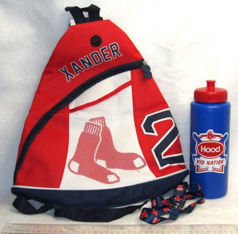 Red Sox backpack Kid Nation water bottle lanyard baseball MLB Xander NEW Cover