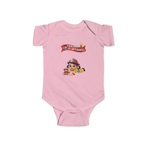 Baby Girl Firefighter Infant Bodysuit, Trained by Mommy, Firefighting, funny - Picture 1 of 11