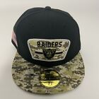 New Era Raiders Black/Camo 2021 Salute To Service 59Fifty Fitted Hat 7 1/8 New