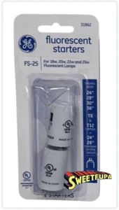 GE 31862 White Fluorescent Starter 2 Pk FS-25 SinglePack 18, 20, 22, 25 Watt New - Picture 1 of 3