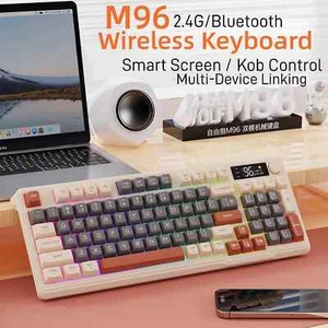 Bluetooth Keyboard Wireless FREEWOLF Screen Gaming Keyboard,Electronic Screen - Picture 1 of 29