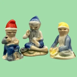 Vintage Set Of 3 Wade Whimsies Lucky Fairy Folk Leprechauns Gnomes Pixies - Picture 1 of 8