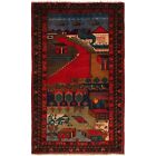 Afghan Tribal Pictorial Rug with sceneries and Patterns Hand Made Rug Gift Ideas