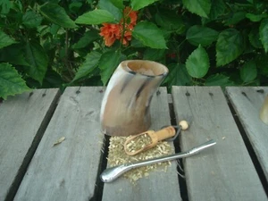 Mate De Guampa Argentina-Cuerno -Mate + Paja + BONUS Cuchara Yerba Mate -Marfil-G - Imagen 1 de 5