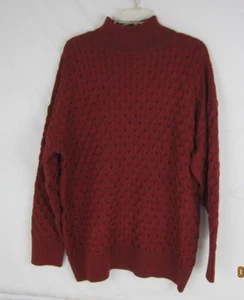 Knox Rose Women's Mock Neck Cable knit Long Sleeve Sweater Red XL - Picture 1 of 15