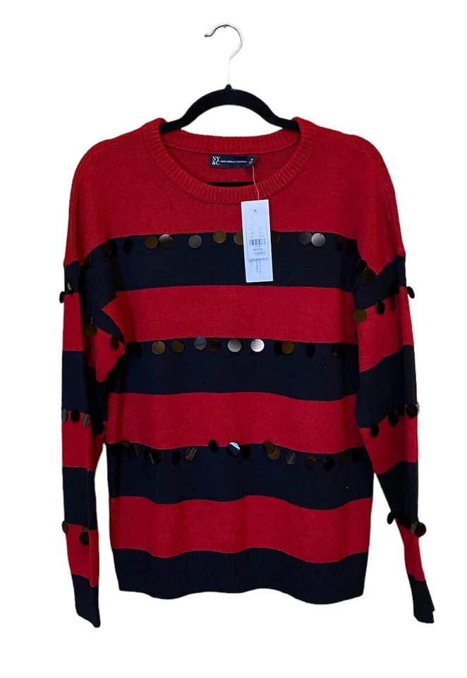 Женский красный/черный рождественский пуловер свитера New York Company размеры M/S - Изображение 1 из 4