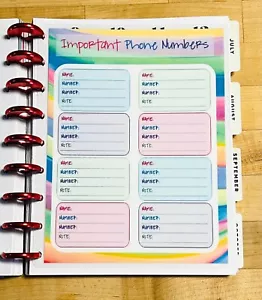 Important Phone Dashboard Insert for use with Classic Happy Planner- - Picture 1 of 3