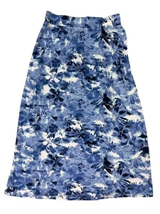 Denim & Co. Petite Women Blue Floral Printed Jersey A-Line Midi Skirt Size XXSP - Picture 1 of 10