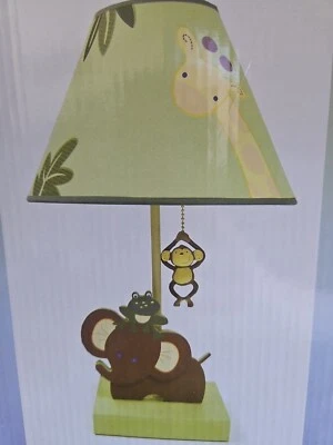 LÂMPADA DE SELVA com sombra sapo elefante macaco berçário infantil verde marrom com CAIXA - Imagem 1 de 4