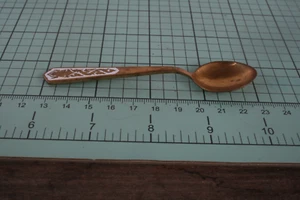 Small Gold Colored Spoon from Siam with White Porcelain Inlay on Top Of Handle - Picture 1 of 6