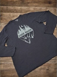 NWOT Eddie Bauer Men's XL Crewneck Graphic Print Long Sleeve T-Shirt Sky Captain - Picture 1 of 7