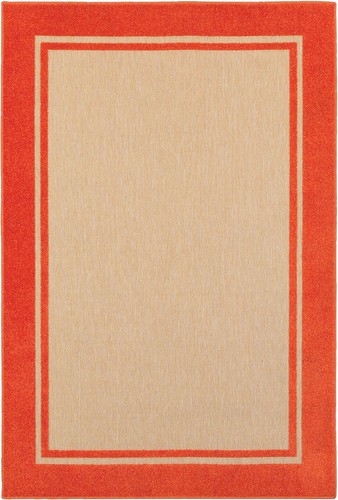 Beige Bordered Lined Angled Outdoor Solid Area Rug 5594Q - Aprx 9' 10 ...