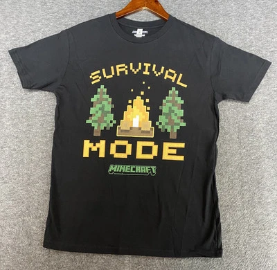 Minecraft Survival Mode Graphic Print T-Shirt Kids Boys Youth Size XL Crew Neck - Image 1 of 4
