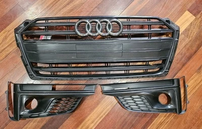 Rejilla delantera + rejillas inferiores OEM 2018-2019 S5 / S5 Sportback/cromo oscuro Audi S5 Foto 1 de 4