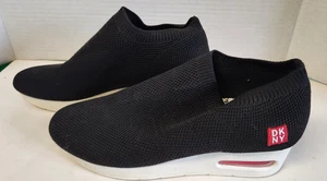 DKNY Sneakers Womens 7.5M Black Slip On Wedge Knit Casual Comfort K4936162 - Picture 1 of 10