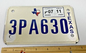 Placa de licencia de motocicleta Texas 3PA630 11 de julio Condado de Orange exhibición vencida SOLO - Imagen 1 de 3