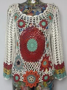 Vintage Mizumi Crochet Boho Flower Top - Picture 1 of 4