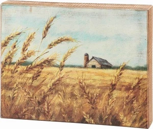 Primitives by Kathy Box Sign Wheat Field 10" L x 8" H x 1.75" D NEW - Picture 1 of 1