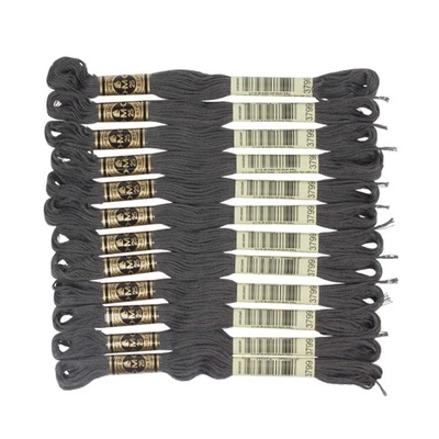 Gray YARN 26.6ft Roll and DMC Six Strand Embroidery Cotton 12 Skeins 100 Cotton - Image 1 of 4