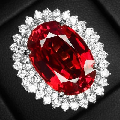 Anillos hechos a mano brillantes de plata de ley 925 de 17,50 quilates con zafiro naranja al atardecer raros Foto 1 de 4