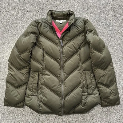 Tommy Hilfiger Chaqueta Mujer S Plumón Relleno Puffer Verde Oliva Rosa De Colección Y2K 04' Foto 1 de 4