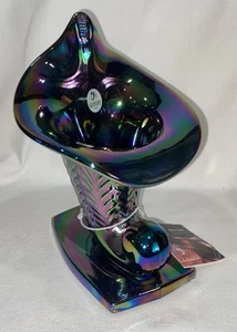 Fenton Amethyst irisierende Stretch Glas Füllhorn Vase Karneval Etikett & Etikett - Bild 1 von 11