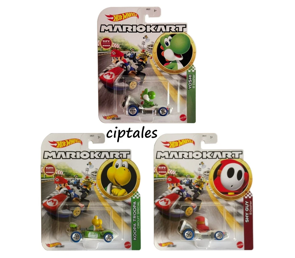 Hot Wheels Mario Kart 2020 TOTY Winner - 1:64 Mattel Koopa Troopa Shy Guy Yoshi - Immagine 1 di 1