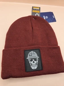 NWT Ariat Rebar Roughneck Watchcap Skull Maroon Mens Beanie Hat Adult One Size - Picture 1 of 6