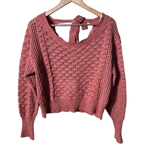 NEW Umgee Rosewood Eyelet Boatneck Sweater Size Medium - Picture 1 of 6