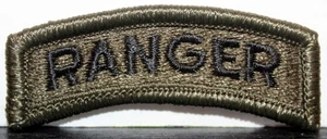 US Army Ranger Olive Drab Green Fatigue & Black Insignia Badge Tab Patch - Picture 1 of 1