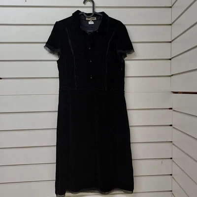 Jigsaw Women's Collared Neck Midi Length Short Sleeve Velvet Dress Size UK 14 - Image 1 of 4