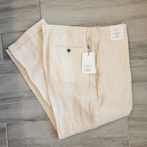 Murano Baird McNutt chinos pants 44 cream 100% linen Big Zac Classic fit new$115 - Picture 1 of 15