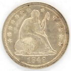 1849 SEATED LIBERTY QUARTER DOLLAR US 90  SILVER 25 CENT COIN UNITED STATES